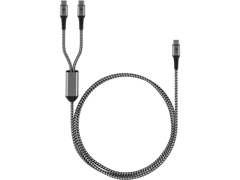 Goobay 75739, 1,5 m, USB C, 2 x USB C, 0,48 Gbit/s, Svart, Grå | Datortillbehör - Kablar & adaptrar - Datakablar | GameStuff