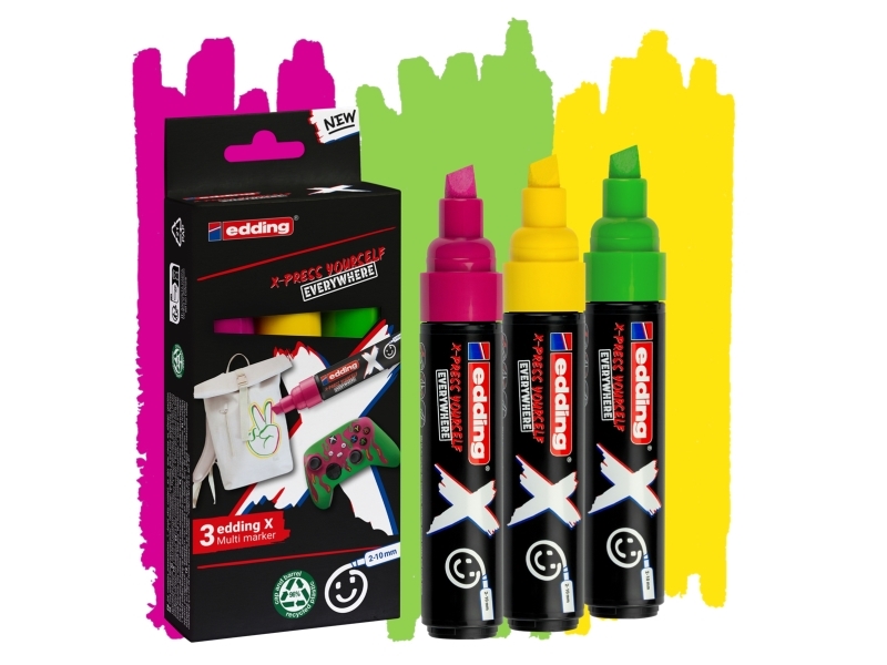Edding 6900 X Multimarker 3Er Set Candy, Keilspitze 2-10 Mm, Meißel, Grün, Pink, Gelb, Recycelbarer Kunststoff, Holz/Laminat, 2 Mm, 1 Cm