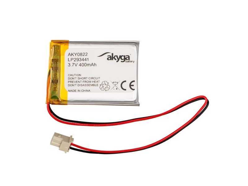 Akyga AKY0822, Batteri, Sølv, Lithium-Ion (Li-Ion), 400 mAh, 3,7 V, 34 mm