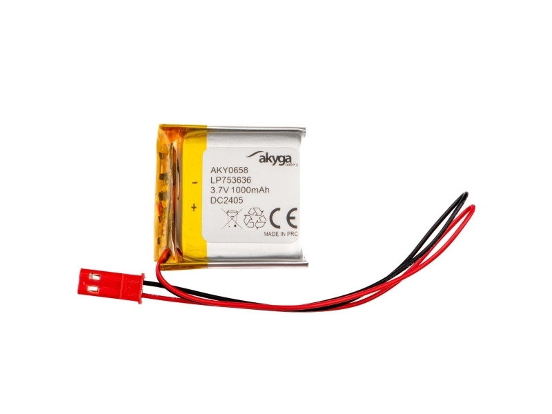 Akyga AKY0658, Akku, Hopea, Litiumioni (Li-Ion), 1000 mAh, 3,7 V, 36 mm