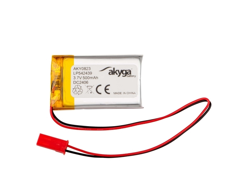 Akyga AKY0823, Akku, Hopea, Litiumioni (Li-Ion), 500 mAh, 3,7 V, 24 mm