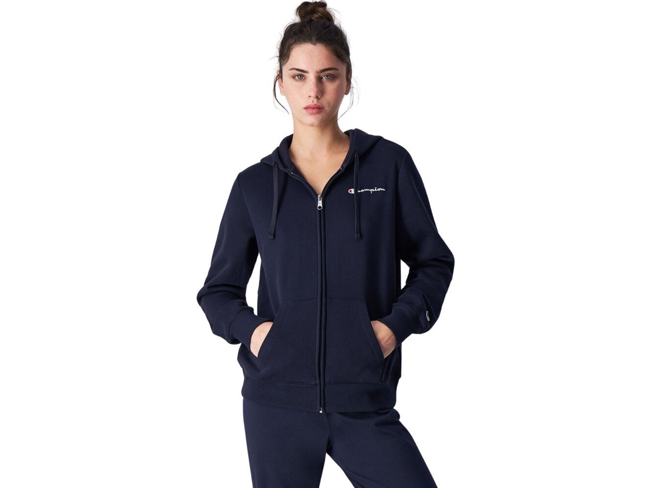 Champion Women's Full Zip Hoodie Navy Blau 117531 Bs501 M