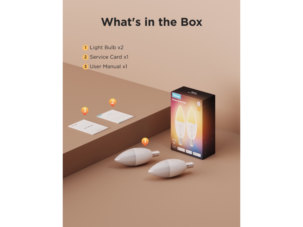 Govee RGBWW Smart LED Bulb E14, LED prer, 2 pak