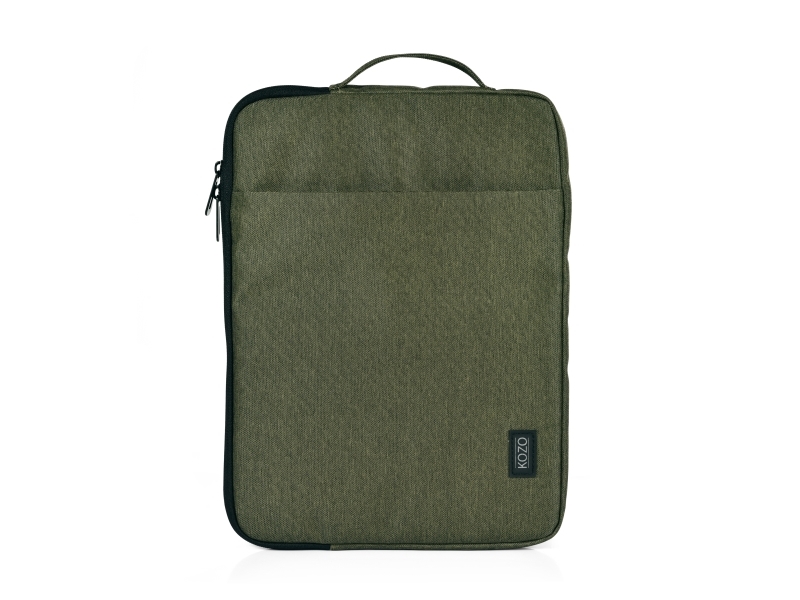 Computersleeve KOZO med håndtag Olive genanvendt RPET op til 15,6