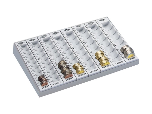WEDO Räknebräde med 8 spår för lösa mynt, ljusgrå - för marknaden: D - A - L - F (160 780037) | Kassaregister | GameStuff