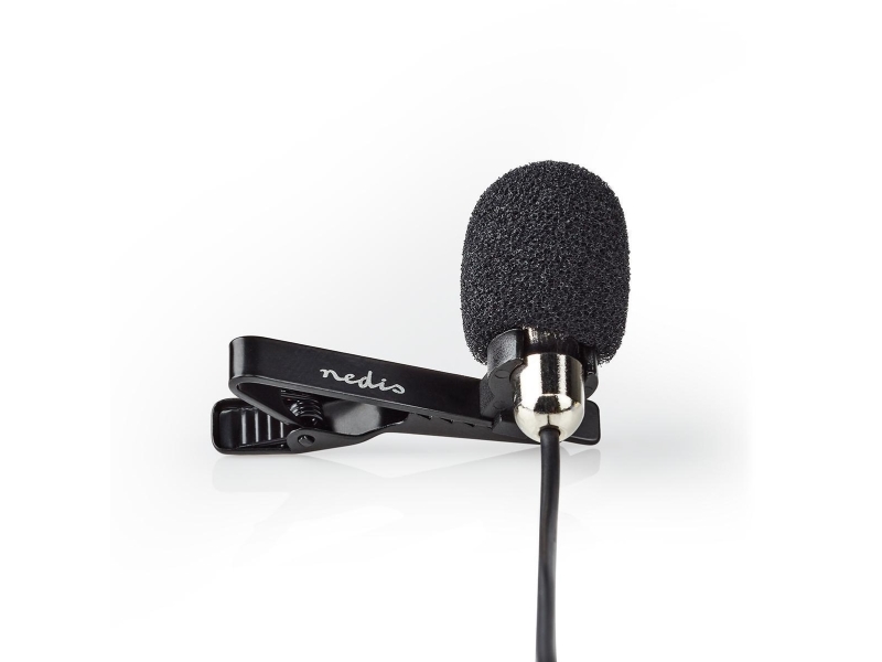 Nedis MICCJ105BK, Klippmikrofon, -30 dB, 50 - 16000 Hz, Trådbunden, 3,5 mm (1/8 tum), Svart, Krom