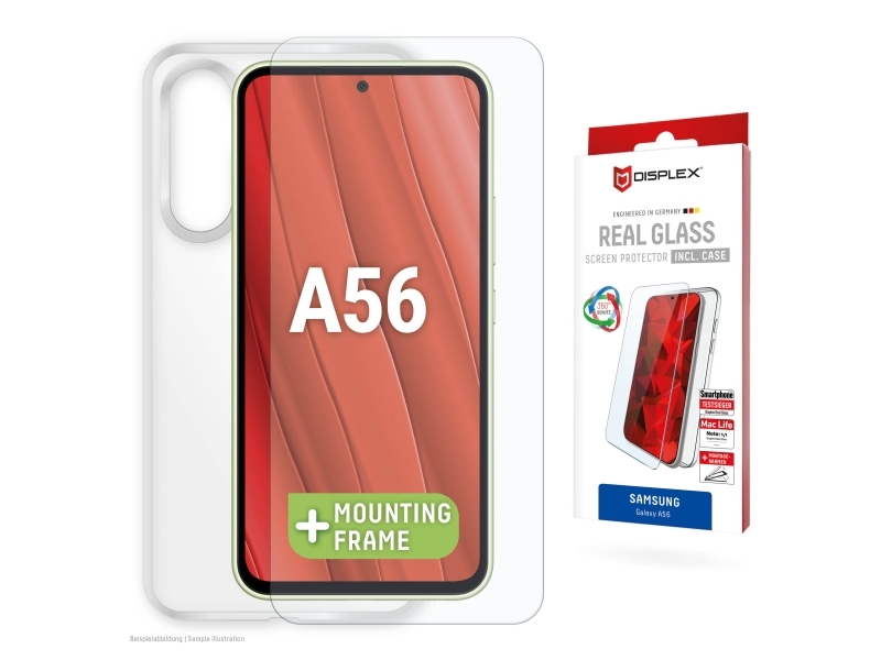 Displex 02081, Samsung, Galaxy A56, Tør Påføring, Slagbestandig, Ridseresistent, Støvresistent, Transparent, 1 Stk