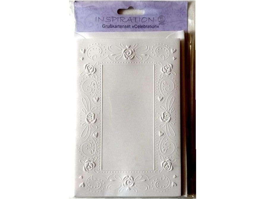 Embossed Cards + Envelopes 5Pcs White