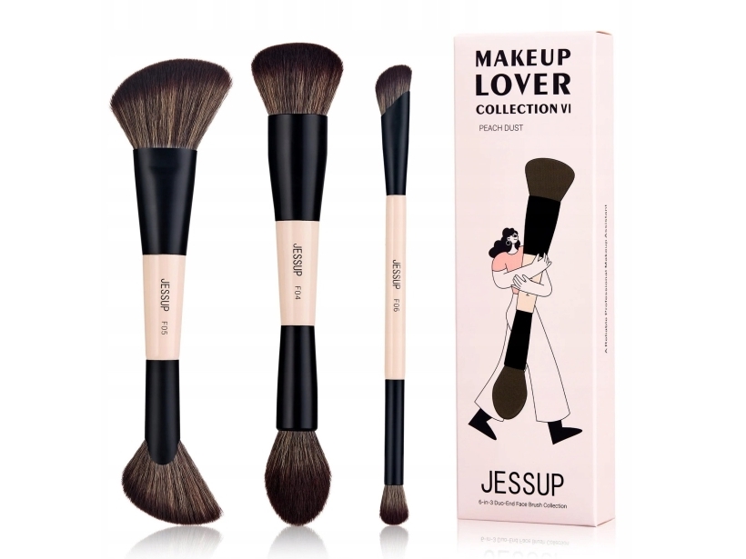 Jessup 6-In-3 Duo-End Face Brush Collection – Set Mit 3 Make-Up-Pinseln T508