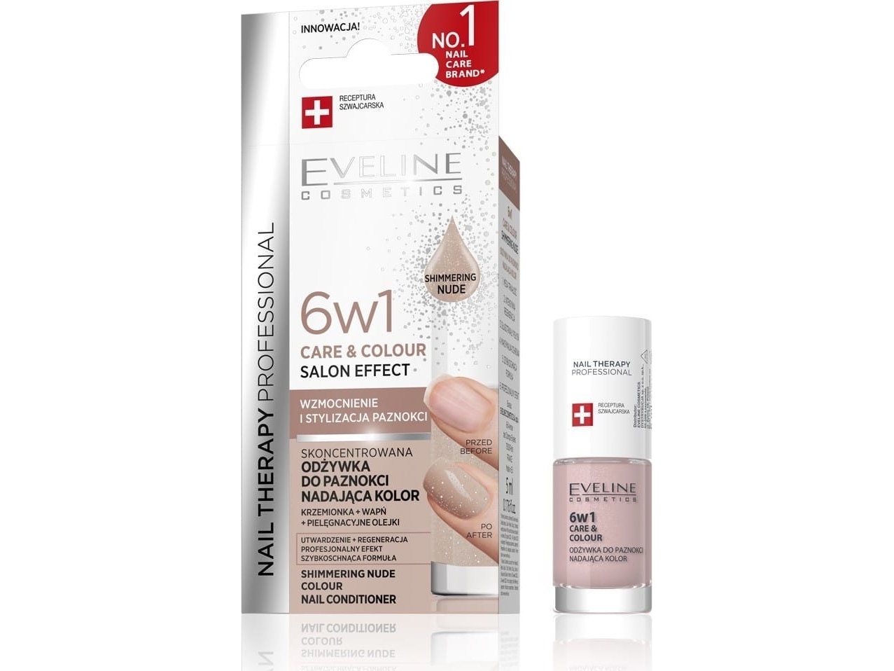 Eveline Colorova Eveline Nail Therapy Professionelle Nagelpflege Pflege&Ampfarbe 6In1 - Shimmering Nude 5 Ml