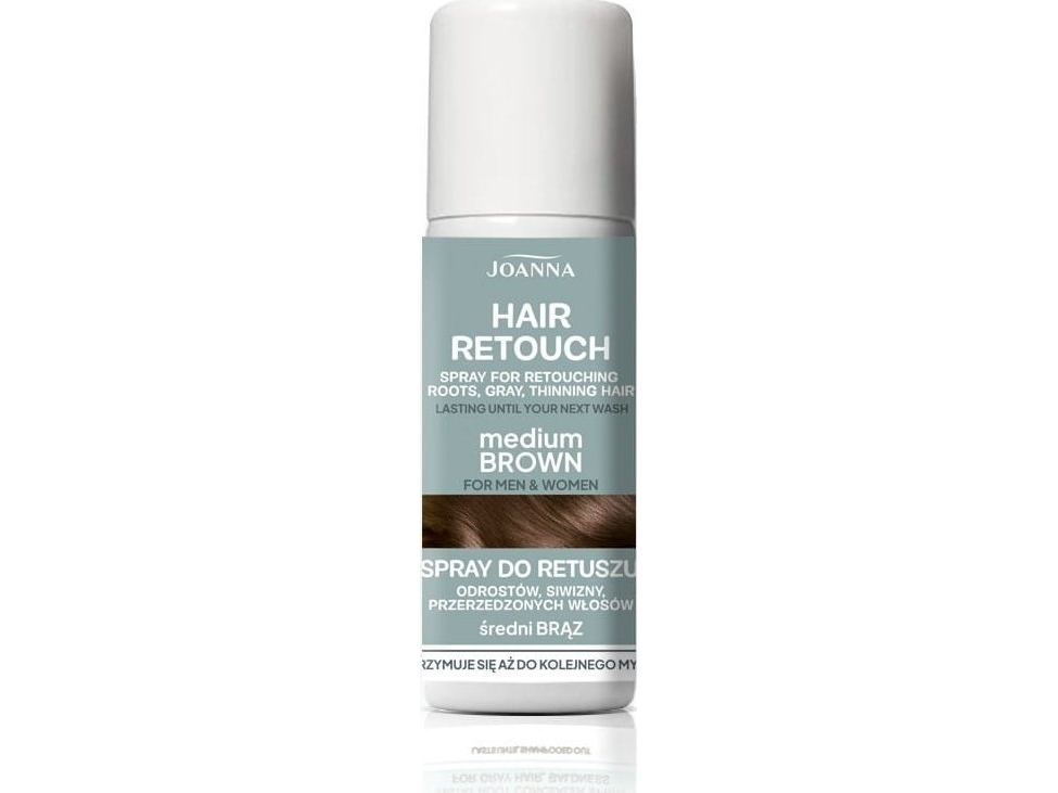 Joanna Hair Retouch Spray Til Retouchering Af Rødder, Gråt Hår Og Tyndt Hår - Medium Brown 75 Ml