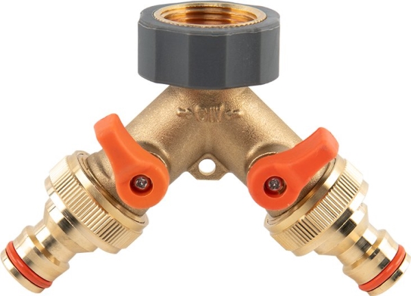 2-vejs skillevæg GW 3/4x GZ 3/4 messing med BRASS SOFT VALVES
