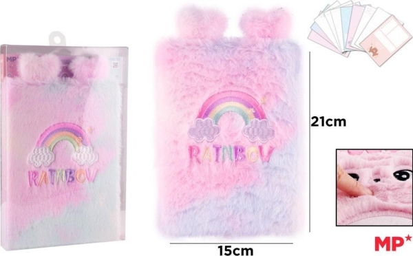 Pelziges Notizbuch A5 Regenbogen