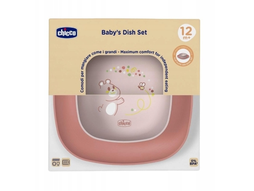 CHICCO-1600215-SET OF 2 PLATES PINK 12M+