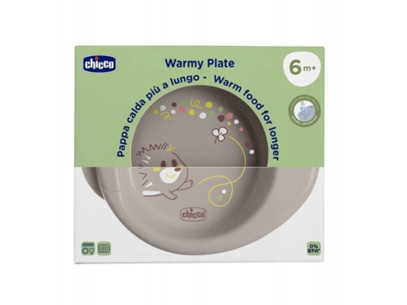 CHICCO-1600035-HEATED PLATE GRAY 6M+