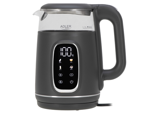 Elektrinis virdulys Adler AD 1305, pilkas/sidabrinis | Köksapparater - Juice, is och vatten - Vattenkokare | GameStuff