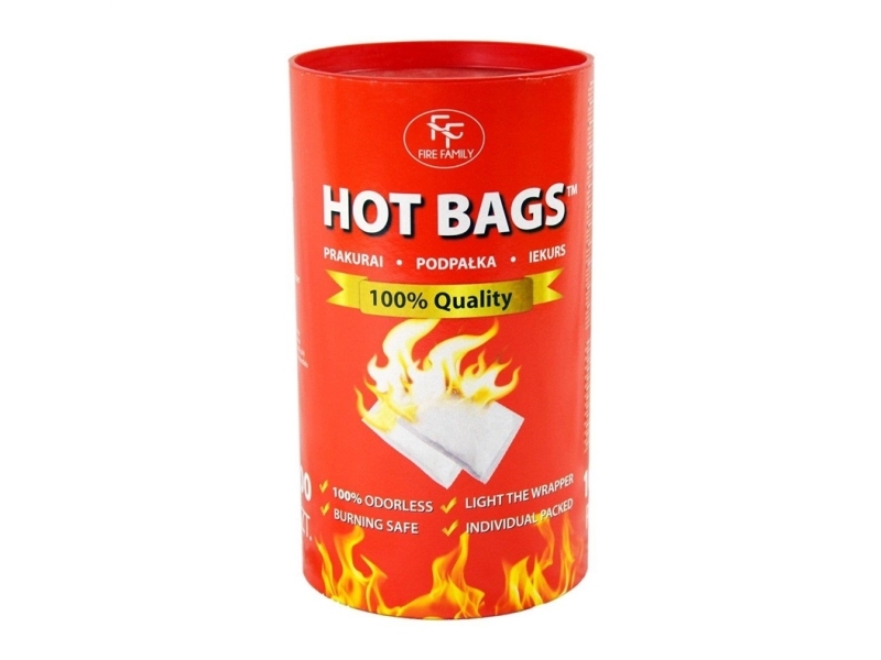 F&F WHITE FIRELIGHTER HOT BAGS 100 stk.