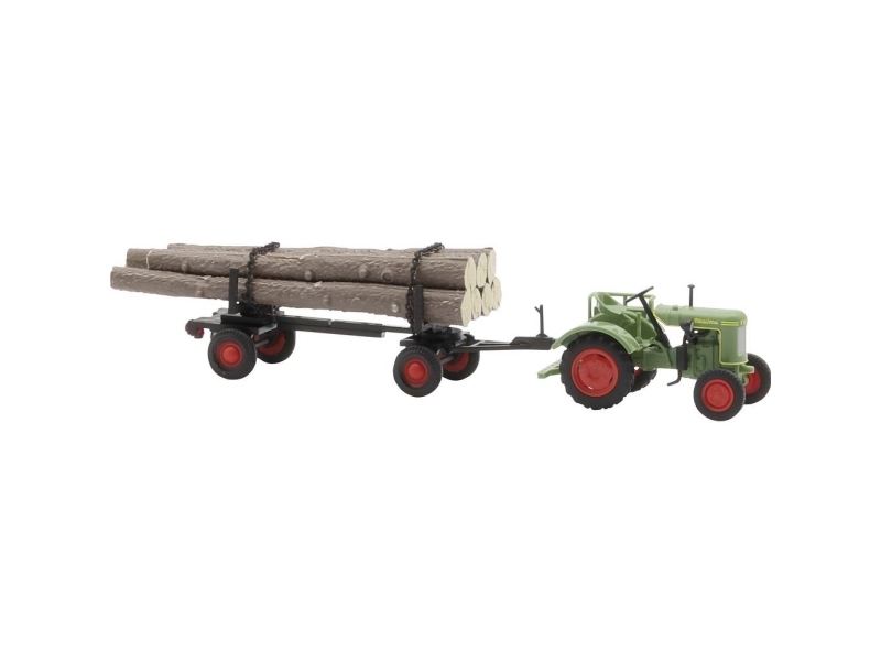 Busch 54152 H0 Landbrug model Fendt F 15 Diesellross med træanhænger