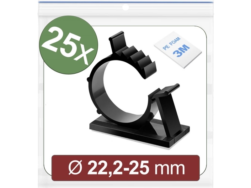 Quadrios 24Ca454 Befestigungssockel Selbstklebend 24Ca454 Bündel-Ø-Bereich 22,2 Bis 25 Mm Schwarz 25 Stück