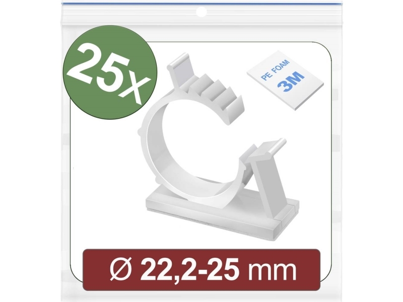 Quadrios 24Ca449 Befestigungssockel Selbstklebend 24Ca449 Bündel-Ø-Bereich 22,2 Bis 25 Mm Weiß 25 Stück