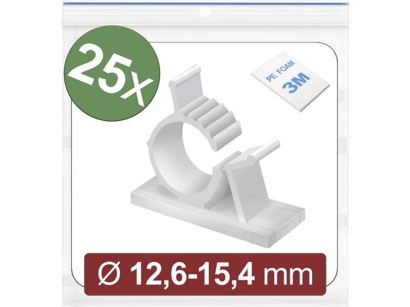 Quadrios 24Ca447 Fastgørelsessokkel Selvklæbende 24Ca447 Bundt-Ø-Område 12.6 Til 15.4 Mm Hvid 25 Stk
