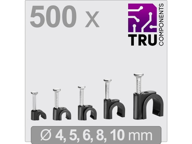 Tru Components T24ca133 Nagelclips Tc-13448484 Bündel-Ø-Bereich 2–10 Mm Schwarz 500 Stk