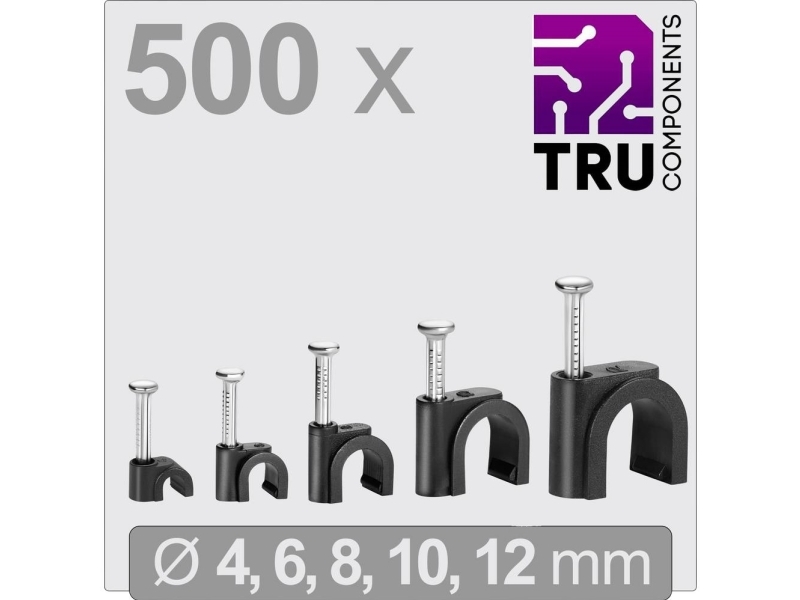 Tru Components T24ca132 Heftklammer Tc-13448480 Bündel-Ø Bereich 2 Bis 12 Mm Schwarz 500 Stück