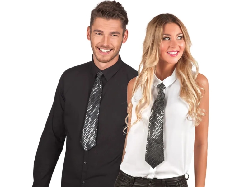 Boland 52953, Fancy Dress Tie, Adult, Any Gender, Polyester, Polyvinyl Chloride (Pvc), Black, 33 G