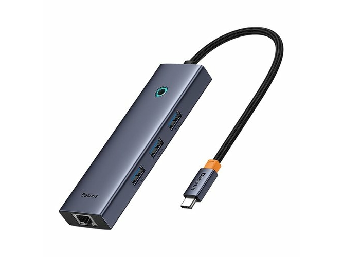 Baseus Ultrajoy 6-Port, Ledningsført, Usb 3.2 Gen 1 (3.1 Gen 1) Type-C, 100 W, 10,100,1000 Mbit/S, Grå, 5 Gbit/Sek.