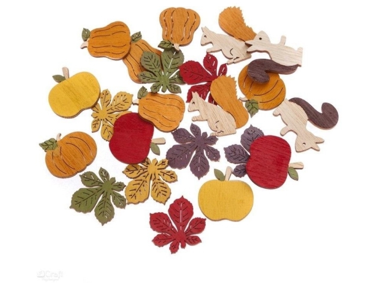 Selbstklebende Holz-Motive Herbst 20-Tlg.