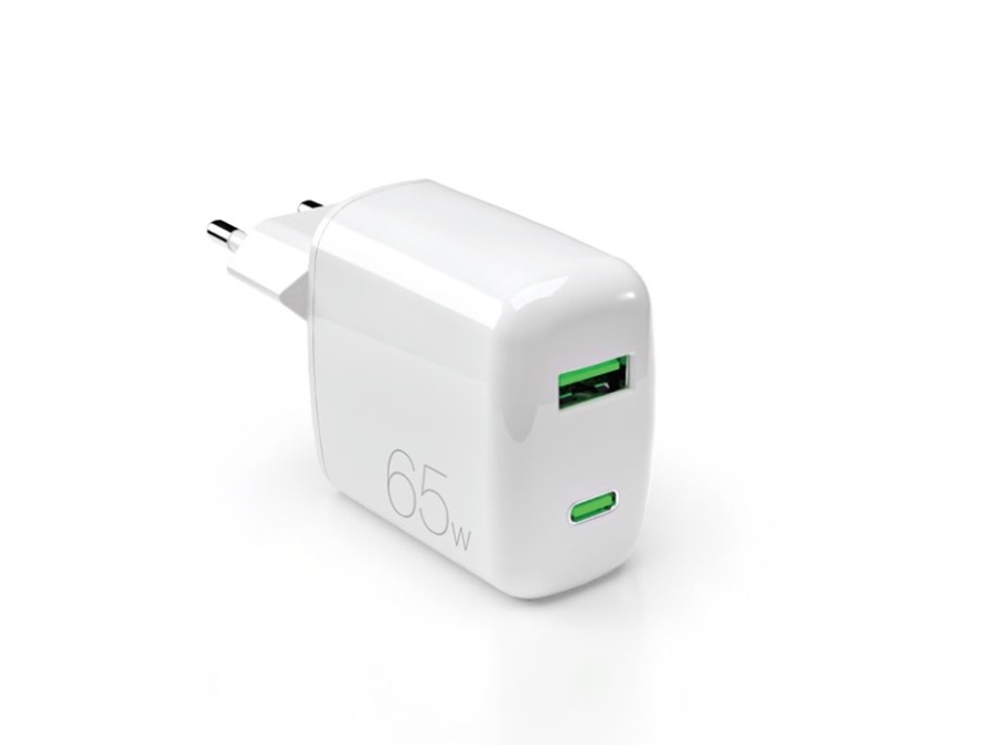 Puro 65W Gan Usb-A Usb-C Netoplader - Hvid