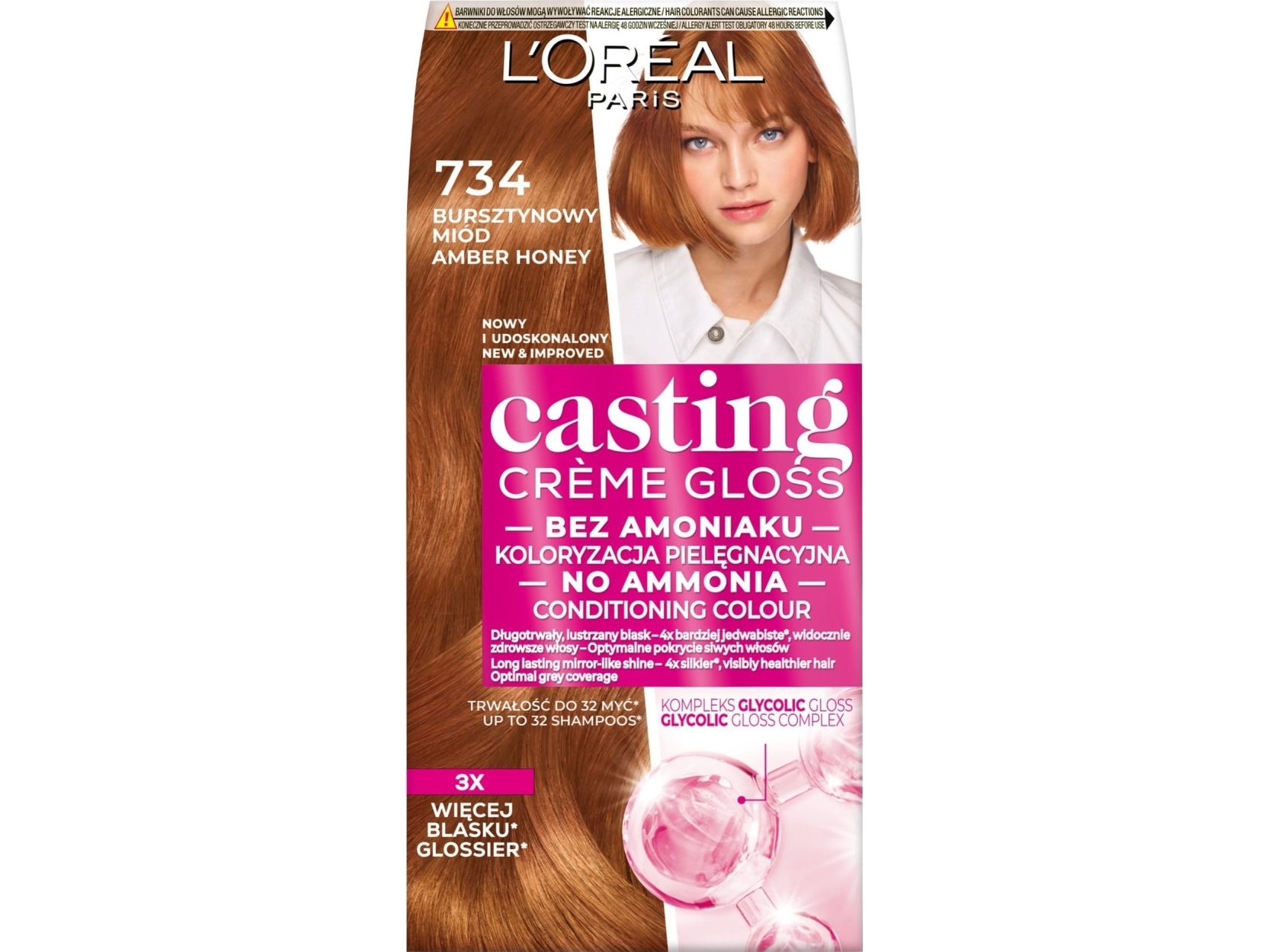 L"'Oreal Paris Casting creme gloss -hiusväri 734 amber-hunaja