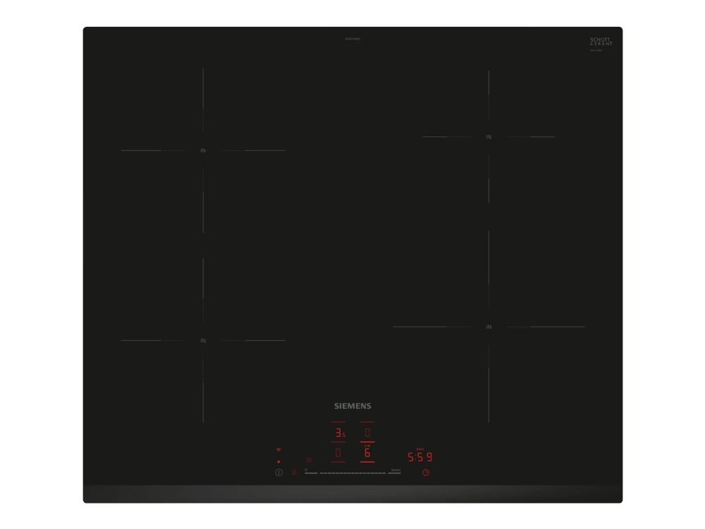Siemens Iq100 Eh631heb1e, Schwarz, Integriert, 60 Cm, Zonen-Induktionskochfeld, Keramik, 4 Zone(N)