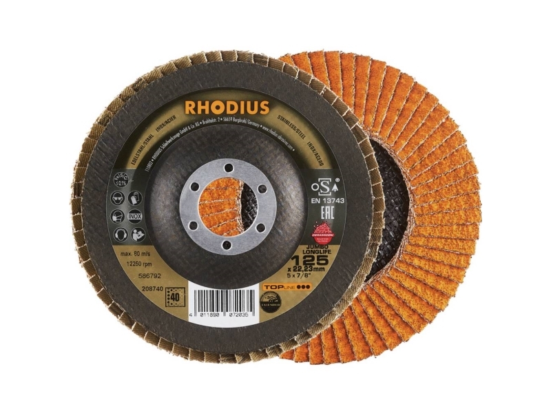Rhodius 208740 Jumbo Longlife Extended Lamelslibeskive Kornstørrelse 40 Rustfrit Stål, Stål 10 Stk