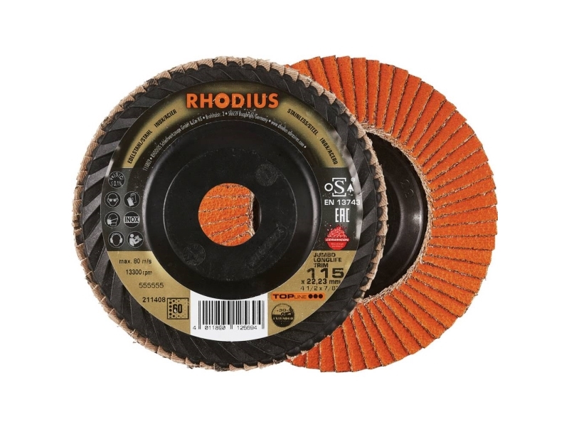 Rhodius 211408 Jumbo Longlife Trim Lamelslibeskive Kornstørrelse 60 Rustfrit Stål, Stål 10 Stk