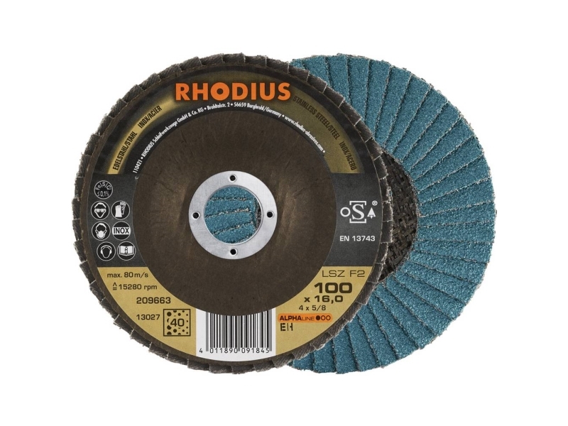 Rhodius 209663 Lsz F2 Lamelslibeskive Kornstørrelse 40 Rustfrit Stål, Stål 10 Stk