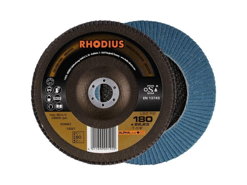 Rhodius 209667 Lsz F2 Lamellenschleifscheibe Körnung 60 (Edelstahl/Stahl), 10 Stk