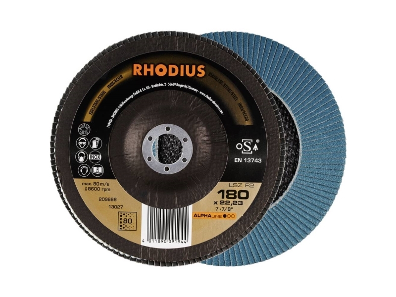 Rhodius 209668 Lsz F2 Lamellenschleifscheibe Körnung 80 Edelstahl/Stahl 10 St.