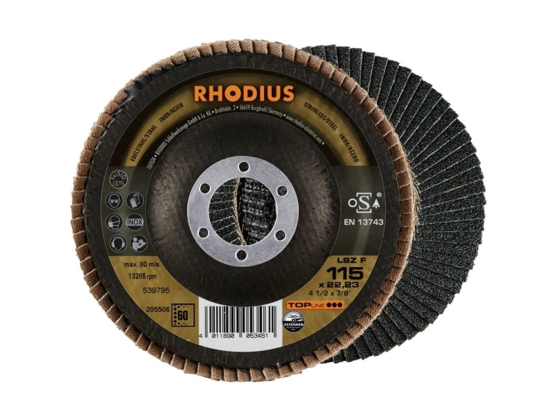 Rhodius 205506 Lsz F Extended Lamelslibeskive Kornstørrelse 60 Rustfrit Stål, Stål 10 Stk