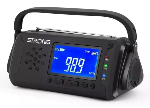Strong Sterk solcelle/dynamo nødradio med lommelykt 4000mAh powerbank