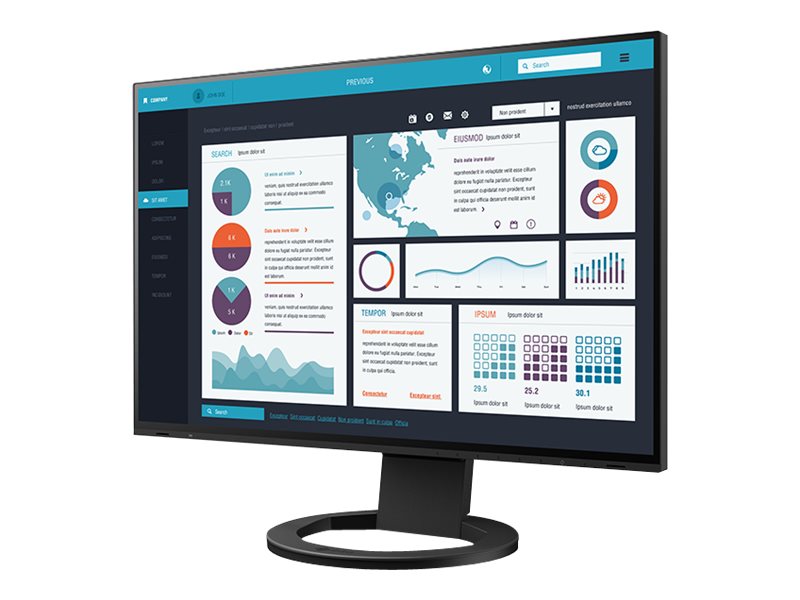 Eizo Flexscan Ev2495-Bk - Med Flexstand - Led-Skærm - 24.1" (24" Til At Se) - 1920 X 1200 - Ips - 350 Cd/M² - 1000:1 - 5 Ms - Hdmi, Displayport, Usb-