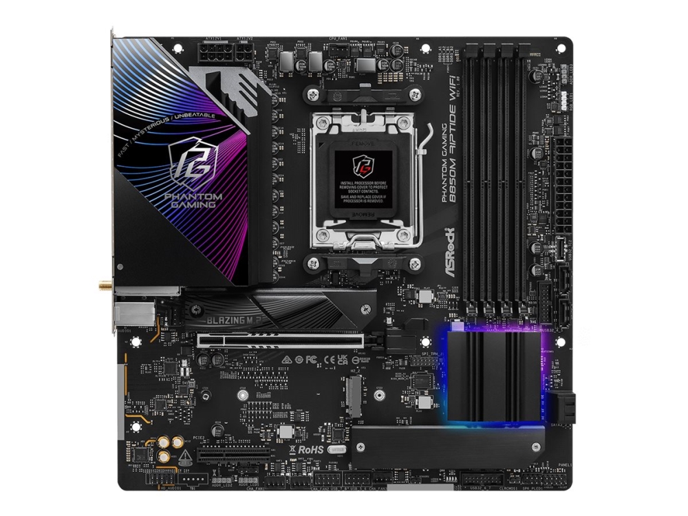 Asrock Phantom Gaming B850m Riptide Wifi, Amd, Sockel Am5, Amd Ryzen 7000 Series, Amd Ryzen 8000 Series, Amd Ryzen 9000 Series, Sockel Am5, Ddr5-Sdra