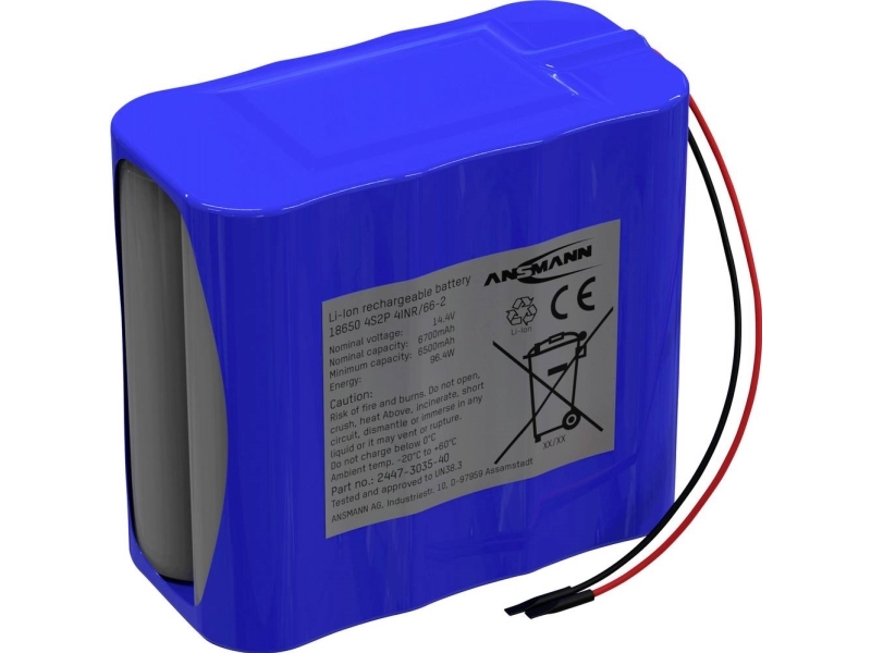 Ansmann 4S2p Akkupack 8X 18650 Kabel Li-Ion 14.4V 6700Mah Batteripakke Celletal: 8 Litium 14.54 V 6700 Mah