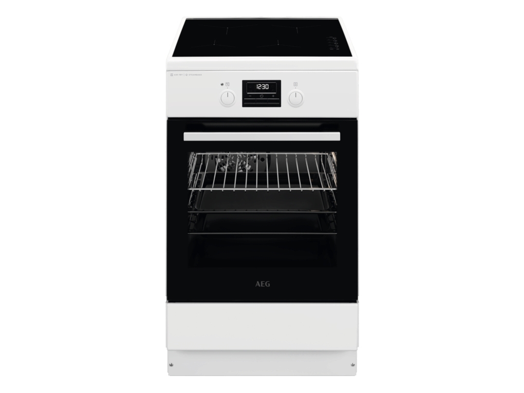 AEG CIB56494BW, Frittstående komfyr, Hvit, Rotasjon, Hvit, Front, Elektronisk