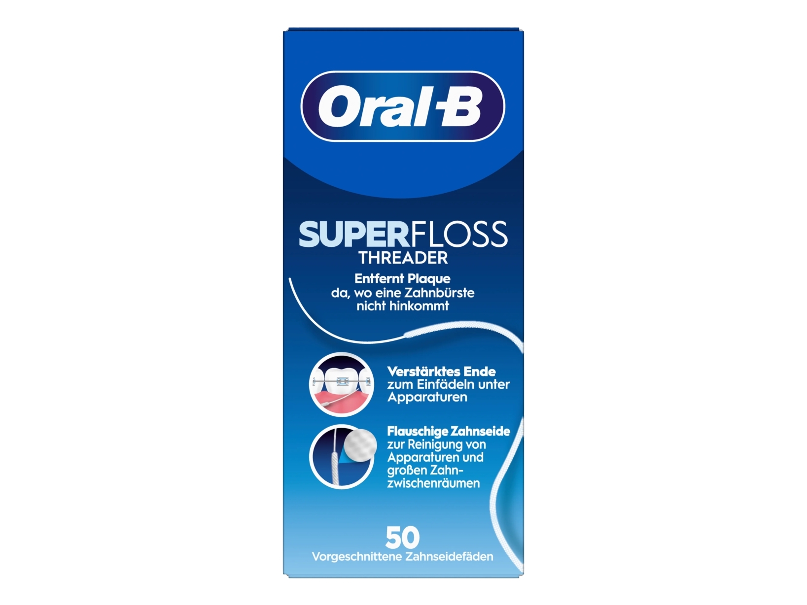 Oral-B Superfloss, Superfloss, Ungewachste Zahnseide, Flach, Weiß, Weiß, 50 Stück(E)
