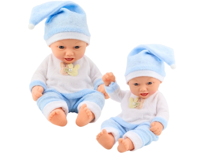 Babypuppe Im Blauen Pyjama Mütze Mit Bommel