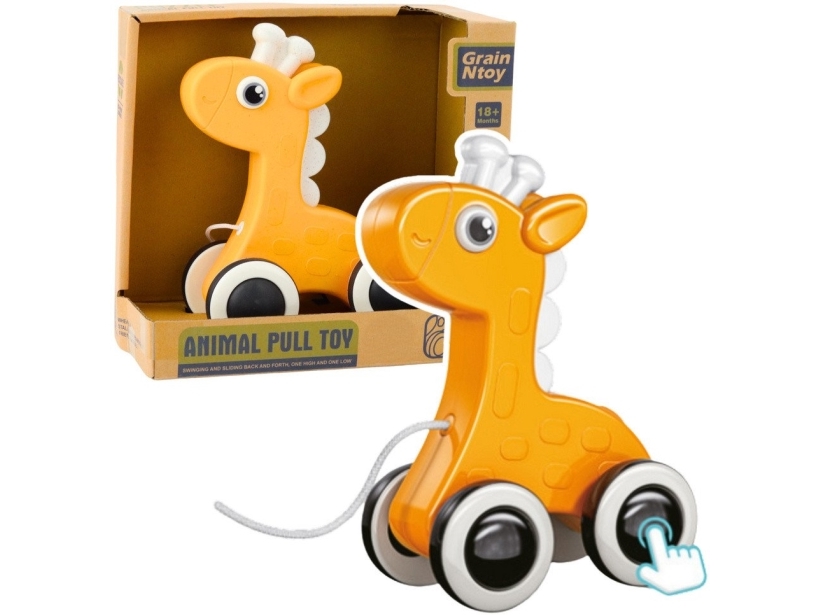 Giraf Pull-On String Toy Squeaker Eco Yellow