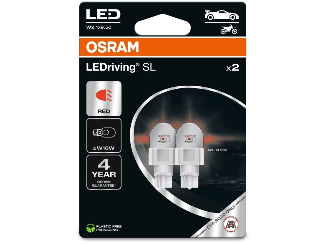 LED-lampa (Blister med 2 st) W16W 12V 1,4W W2,1X9,5D utan väghomologering LEDriving SL, röd | Bilvård & Biltillbehör - Belysning | GameStuff