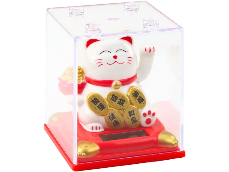 Lean Kinijos Lucky Cat Vitrinoje Saulės Figūrėlės Ornamentas Baltas