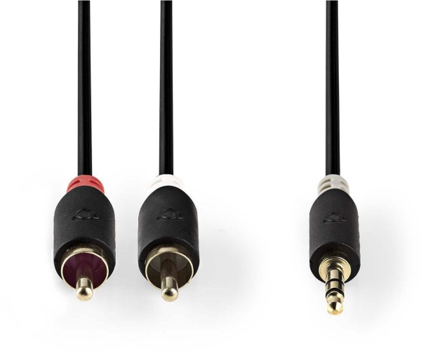 Nedis Aux Audio Cable 3.5 Mm -> 2X Rca 3M Black
